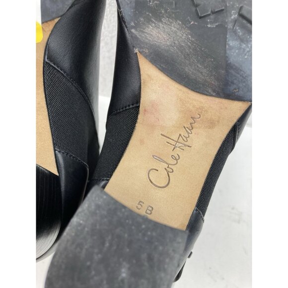 *Cole Haan Boots Womens Size 5B Black Leather Ankle Heeled Quiet Luxury Academia - Picture 13 of 14